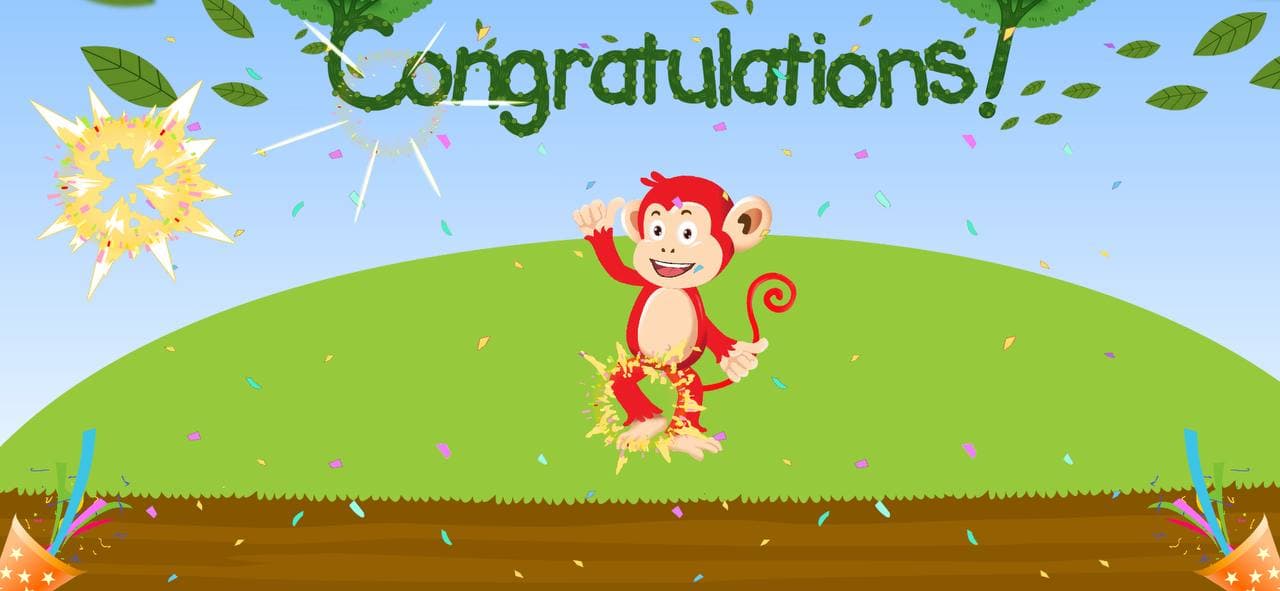 Biểu tượng Khỉ xuất hiện sau khi bé hoàn thành bài học Phonics