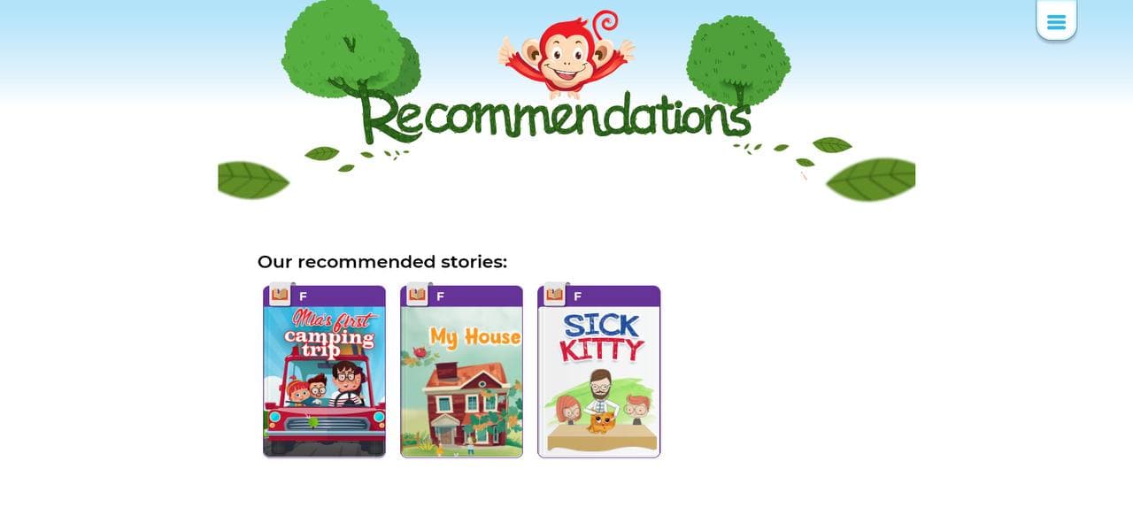 Ảnh chụp màn hình bé hoàn thành đọc 1 truyện trong Monkey Stories