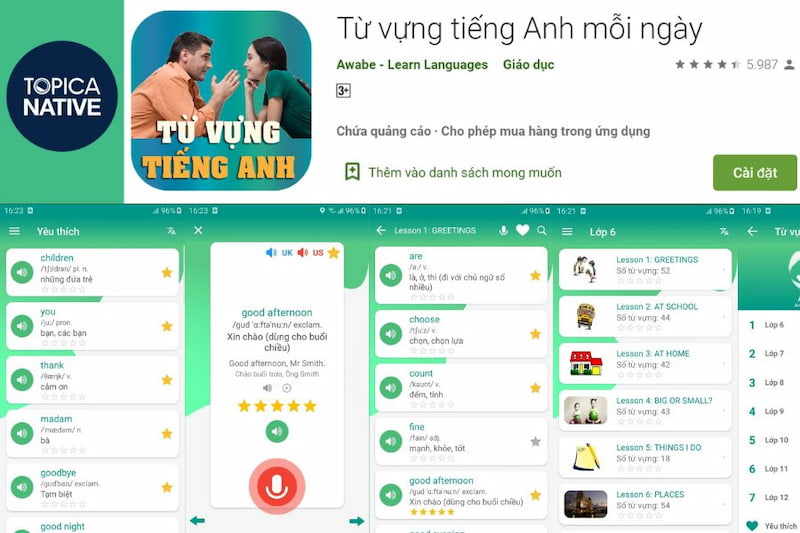 App học từ vựng tiếng Anh Awabe. (Ảnh: Sưu tầm Internet)