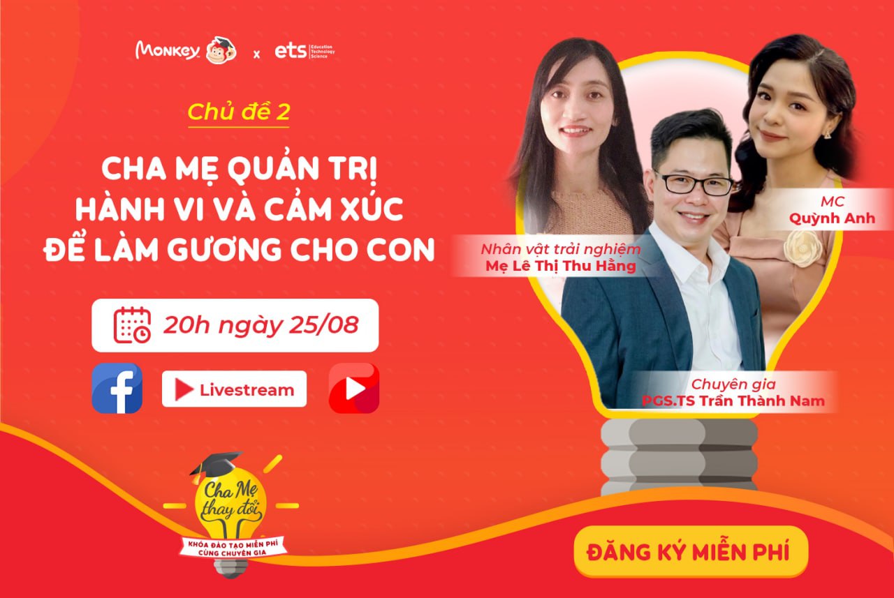 Ba mẹ có hẹn với Buổi 2: “Cha mẹ quản trị hành vi và cảm xúc để làm gương cho con” - Khóa đào tạo miễn phí cùng chuyên gia: “Cha mẹ thay đổi”