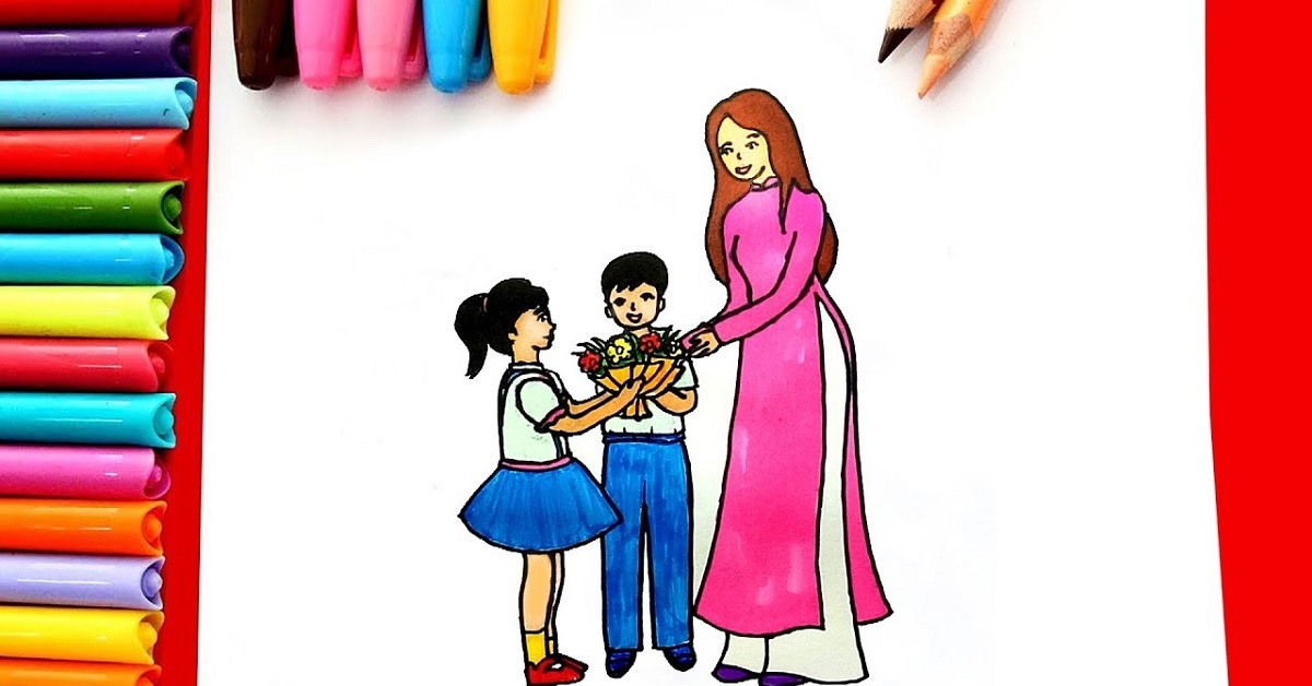 Hướng dẫn cách vẽ cô giáo và học sinh dễ hiểu (kèm video)