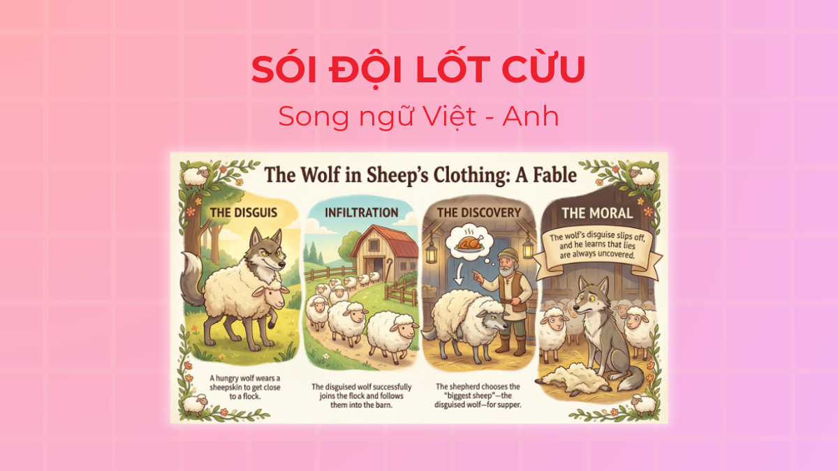 Truyện Sói Đội Lốt Cừu song ngữ Việt - Anh & câu hỏi luyện tập